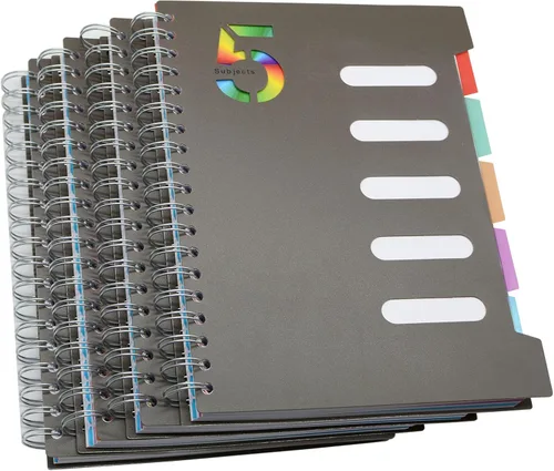 Miniatura 10 de Cuaderno de 5 asignaturas, 1 pieza en azul oscuro de 10 pulgadas x 7 pulgadas B5 en espiral con cubierta de plástico impermeable y suave, 300