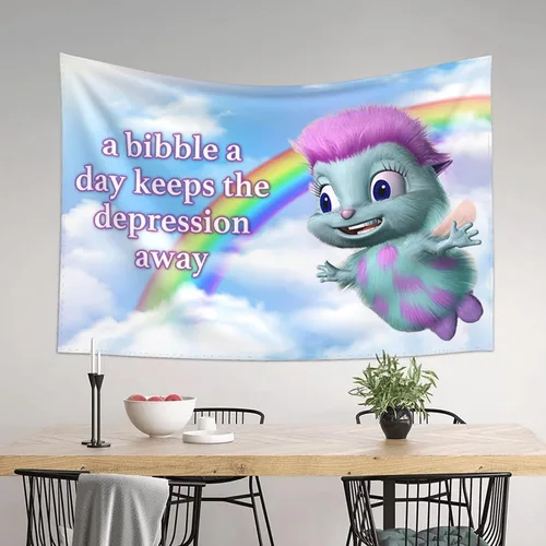 Miniatura 2 de FENDROM Bibble Meme Tapiz Bibble Happiness Novedad Colgante de Pared, Manta Decorativa Divertida Habitación Universitaria Hostal Decoración
