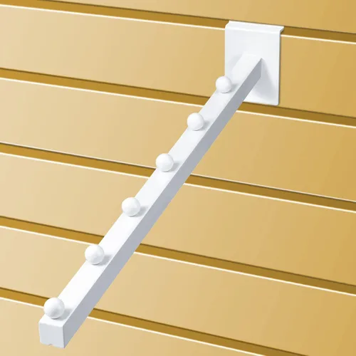 Miniatura 6 de Tatuo Paquete de 20 ganchos de pared de 15.75 pulgadas con 6 bolas de cascada, accesorios para colgar tablero de metal resistente, listones de Blanco