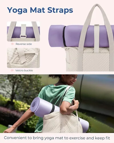 Miniatura 3 de BAGSMART Bolsa grande para mujer, bolsa de hombro de viaje con asa superior con hebilla para esterilla de yoga para gimnasio, trabajo, viajes