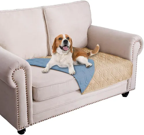 Miniatura 70 de Ameritex Funda Impermeable para Cama de Perro Manta para Mascotas para Muebles Cama Sillón Sofá Reversible Azul marino+azul piedra
