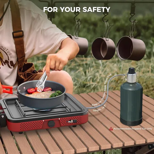 Miniatura 2 de Estufa de camping plegable CAMPLUX FoldGo, 7500 BTU, estufa portátil de gas butano, estufa plegable con cassette con bolsa de transporte y quemador