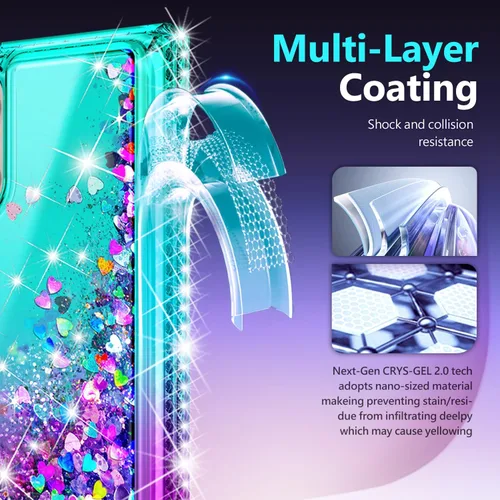 Miniatura 6 de NGB - Funda diseñada para Samsung Galaxy S22 Ultra, color aqua/morado, bonita funda con purpurina líquida brillante para mujeres, niñas y niños