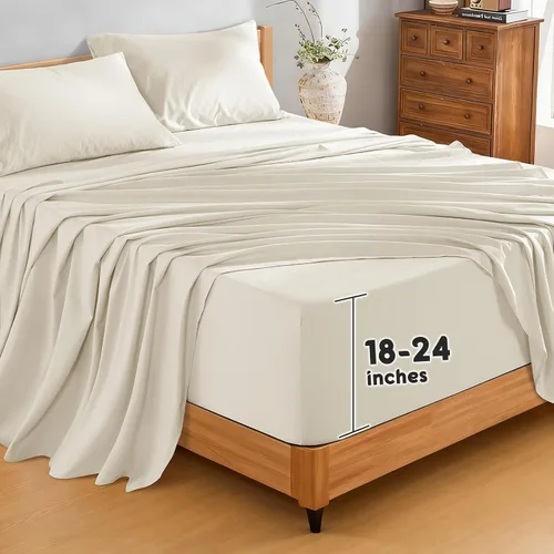Miniatura 22 de SONORO KATE Sábanas de cama de lino francés 100% puro, tamaño Queen, sábanas de cama de lino transpirables y duraderas, antidesgarro, lavables a
