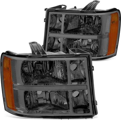 Miniatura 10 de DNA MOTORING Par de faros estilo OE Compatible con GMC Sierra 1500 07-13/Sierra 2500 HD 3500 HD 07-14, Negro/Ámbar, HL-OH-SIE07-BK-AM