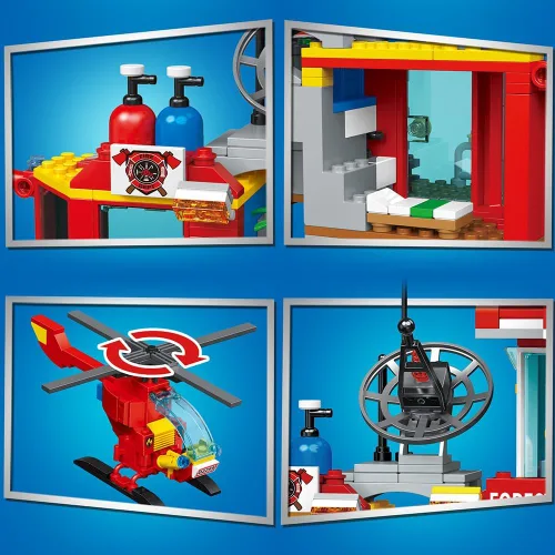 Miniatura 7 de MindBox City Fire Rescue - Juego de construcción con estación de bomberos, camión y helicóptero, 772 piezas de juguete para niños mayores de 8 años