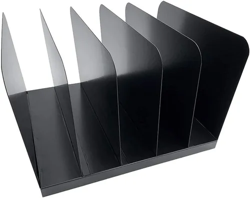 Miniatura 2 de Huron Carpeta organizadora de archivos de escritorio vertical con 5 ranuras, acero de grado comercial negro