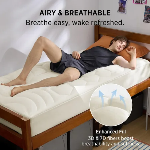 Miniatura 3 de Bedsure Protector de colchón beige individual XL – Cubrecolchón suave para dormitorio universitario, protector de cama individual extra largo