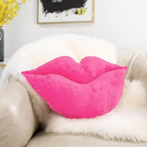 Miniatura 8 de AELS Almohadas de labios grandes 3D de terciopelo suave, almohadas decorativas, lindas almohadas de 24 x 12 pulgadas para sofá, cama, sala de estar