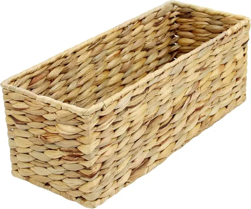 Miniatura 9 de Casaphoria Cestas cuadradas de almacenamiento de jacinto irregular, cesta de jacinto de agua tejida a mano natural, cestas rectangulares duraderas