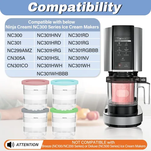 Miniatura 2 de NANOBABY Recipientes de pinta y tapas de repuesto compatibles con la máquina de helados Ninja CREAMi 7 en 1, repuesto de taza de 16 onzas para Ninja