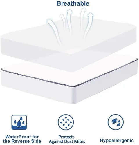 Miniatura 9 de WhatsBedding - Protector de colchón tamaño Individual a prueba de agua de algodón con relleno alternativo y acolchado