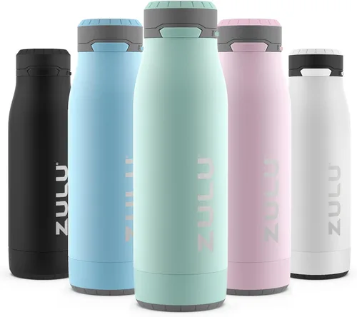Miniatura 8 de Botella de agua con aislamiento al vacío de acero inoxidable ZULU Ace con pico para tragar, tapa con cierre a prueba de fugas y base extraíble