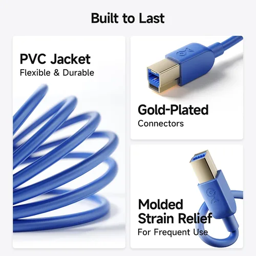 Miniatura 5 de Cable Matters cable USB 3.0 tipo A a B de máxima velocidad, Azul Azul / Patchwork