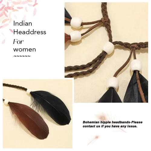 Miniatura 4 de CAKURE Diadema de plumas bohemias, diadema gitana, diadema hippie india, accesorios para el cabello para mujer