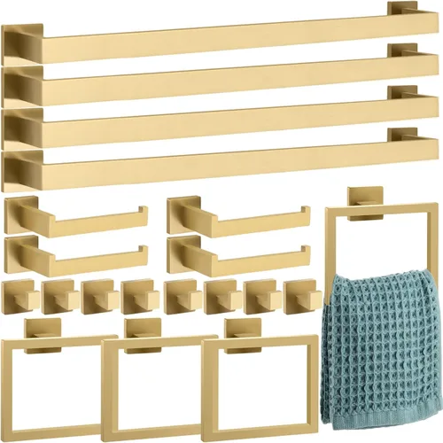 Miniatura 25 de Gisafai Juego de 15 piezas de accesorios de baño negros de 23.6 pulgadas, kit de barra de toalla de baño de acero inoxidable, toalleros, ganchos