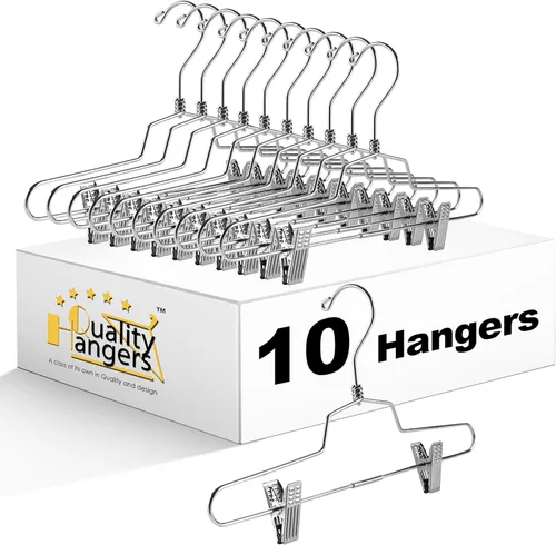 Perchas de metal de calidad para faldas con clips que ahorran espacio, perchas para pantalones con clips y gancho giratorio de 360°, resistentes al