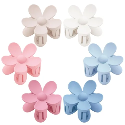 Miniatura 8 de 6 pinzas para el cabello de flores, pinzas de margarita, pinzas de garra grandes mate, pinzas de sujeción fuerte, accesorios para cabello grueso, 6