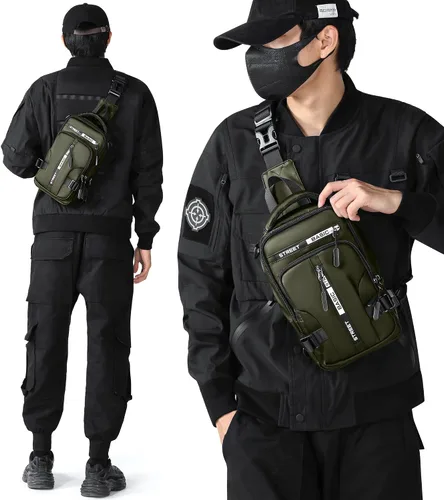 Miniatura 42 de Mochila cruzada pequeña negra para hombre y mujer, H-Negro, S, Moda