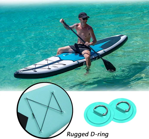 Miniatura 7 de LOOEEL Paquete de 6 parches circulares de acero inoxidable con anillo en D para lancha inflable de PVC, kayak, SUP, canoa, cubierta, accesorios