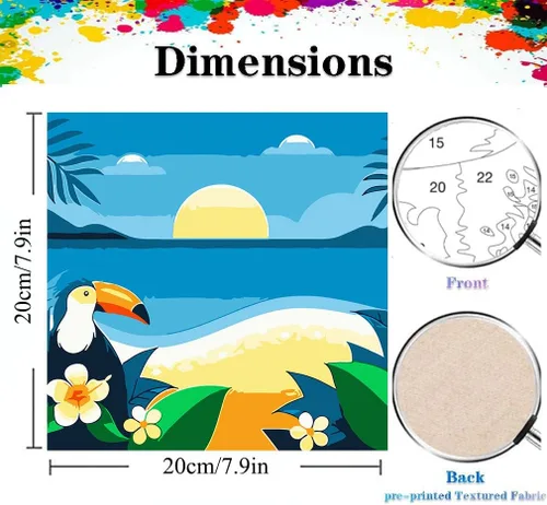 Miniatura 3 de AOSGEDY Paquete de 4 pinturas por números para adultos y niños principiantes, pintura acrílica DIY de paisaje-playa, kit de pintura por números