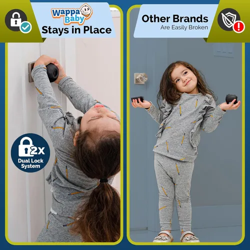 Miniatura 2 de Cubierta para pomo de puerta de seguridad infantil (paquete de 4) Cubiertas de manija de puerta de doble cerradura difíciles de quitar para niños