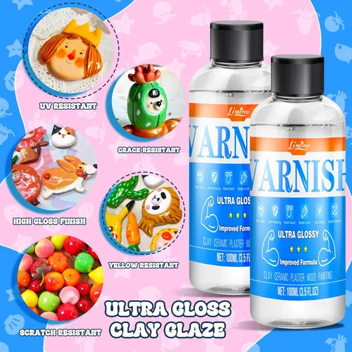 Miniatura 3 de Air Dry Clay Glaze - Barniz de arcilla de fórmula mejorada de 6.8 fl oz, esmalte de cerámica ultra brillante, sellador de arcilla para evitar