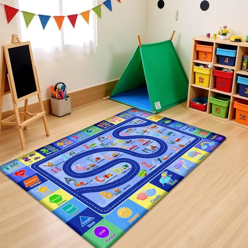 Miniatura 9 de Alfombra para niños para sala de juegos, alfombra educativa para aula de niños, alfombras lavables para guardería, suave alfombra antideslizante