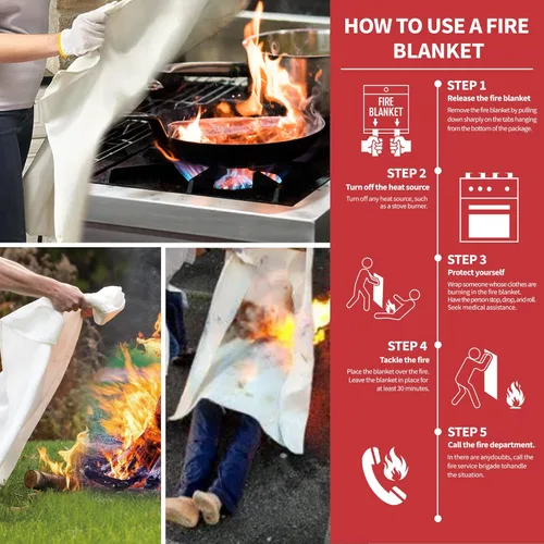 Miniatura 3 de Manta de fuego para cocina y hogar, 40 x 40 pulgadas, manta de fuego de emergencia de fibra de vidrio, paquete de 4