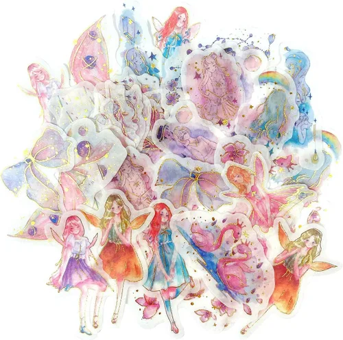allydrew Calcomanías decorativas para álbumes de recortes, manualidades para papelería, diario, fabricación de tarjetas (60 unidades), lámina dorada
