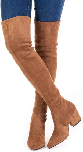Miniatura 5 de N.N.G Botas por encima de la rodilla para mujer hasta el muslo de gamuza Bloque de invierno bajo por encima de plano largo OTK Comfort Punta