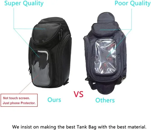 Miniatura 5 de Bolsa universal impermeable para tanque de motocicleta, cuenta con una ventanilla transparente y fuertes imanes para adherirse al tanque de su