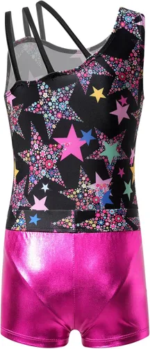 Miniatura 4 de Gymnastics Leotards for Girls Shiny Dancewear with Matching Shorts Two-Piece Set Activewear
