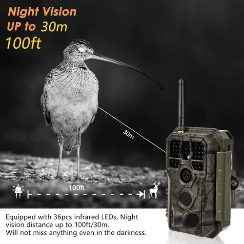 Miniatura 4 de BLAZEVIDEO Cámara WiFi Trail de 64MP 1296P HD con audio, 3 disparadores PIR activados por movimiento 0.1s y detección gran angular de 120°, visión