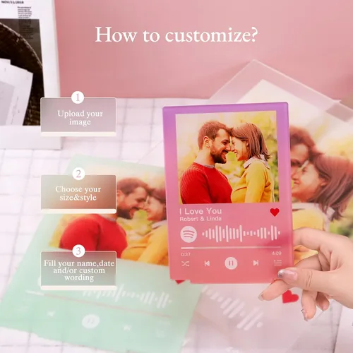 Miniatura 4 de Placa de Spotify personalizada con soporte acrílico, placa de vidrio Spotify, regalos de cumpleaños para mujeres, canción acrílica personalizada