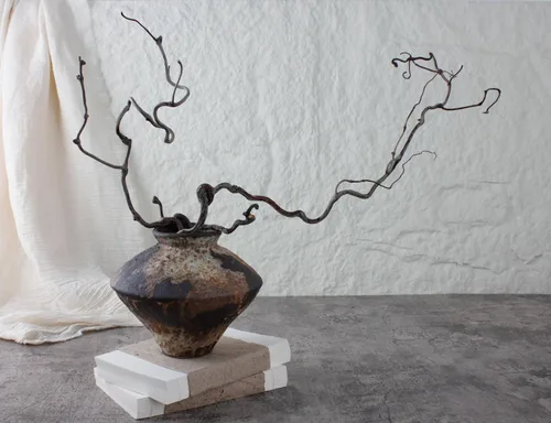 Miniatura 7 de Jarrón de cerámica oxidada, cerámica decorativa Wabi Sabi para centros de mesa, mesa, sala de estar, dormitorio, baño, decoración retro de granja