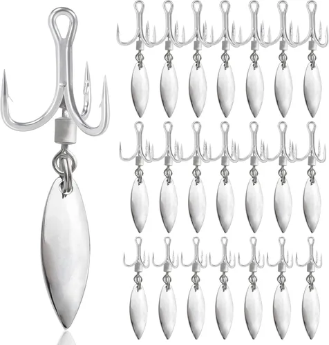 Anzuelos de pesca, cucharas de pesca, anzuelos agudos de repuesto con hojas de sauce, juego de ganchos de pesca para lubina, trucha, agua salada,