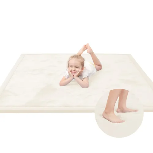 Miniatura 16 de Huloo Sleep - Tapete de juego para bebé, tapete de espuma viscoelástica de 1.3 pulgadas de grosor, terciopelo coral suave, antideslizante, Gris