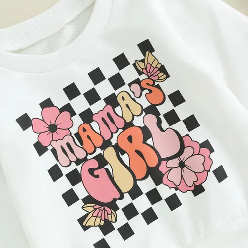 Miniatura 43 de Conjunto de 2 piezas de ropa de otoño para bebé y niña, sudadera de manga larga con cuello redondo y pantalones deportivos, conjunto de traje