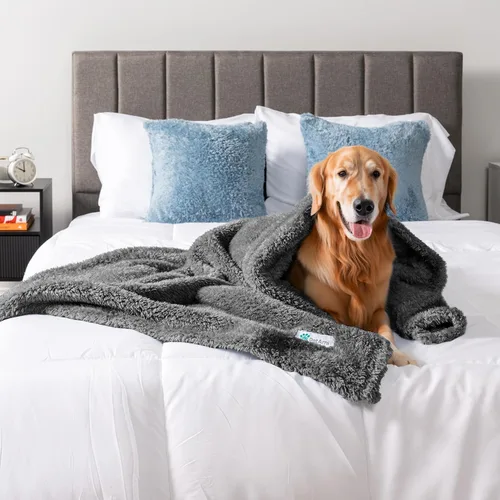 Miniatura 3 de PETAMI Manta de forro polar esponjoso para gatos y perros, gris, talla XL