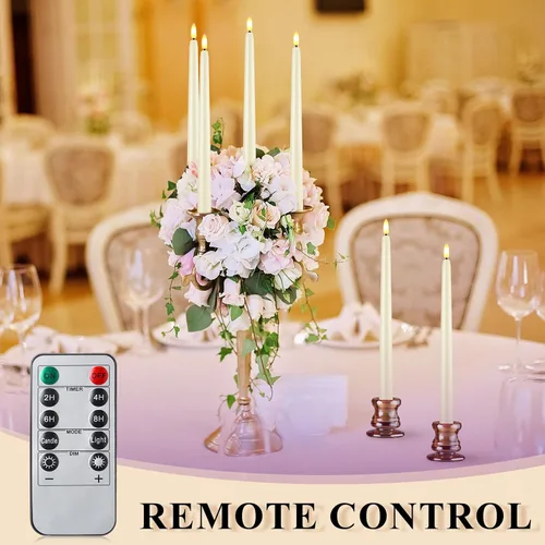 Miniatura 5 de Reginary 48 unidades de velas cónicas sin llama con 4 controles remotos, velas cónicas parpadeantes sin llama a pilas con mecha 3D, luces LED
