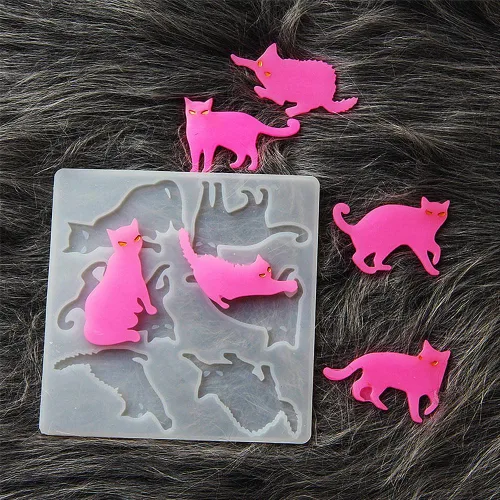 Miniatura 4 de Molde de resina para gatos, lindos moldes de silicona epoxi para colgante, molde de fundición para joyería de bricolaje, collar, aretes, ornamento