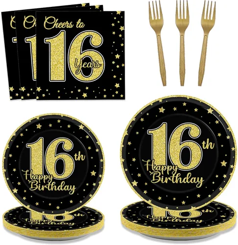 Miniatura 30 de 96 piezas de decoración de cumpleaños número 65 para hombres, platos y servilletas de papel para la mesa de pastel, suministros de mesa