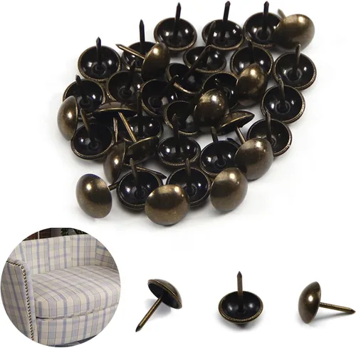 Miniatura 12 de MroMax 120 tachuelas de clavos para tapicería de 0.47 pulgadas de diámetro, hierro de estilo vintage, de metal, redondos, de 0.67 pulgadas de altura