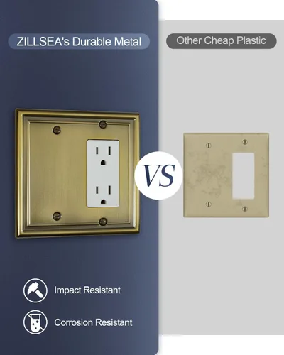 Miniatura 3 de Placas decorativas de pared de metal, cubiertas de salida de platos de interruptor (latón antiguo/1 decorador/1 espacio en blanco, 1 paquete)