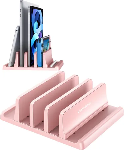 Miniatura 10 de Vaydeer Organizador vertical de 3 ranuras para laptop, soporte de almacenamiento para portátil hecho de plástico ABS de alta calidad, diseño 5 en 1