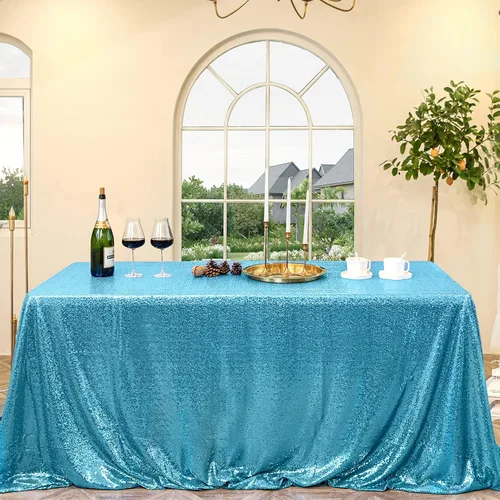 Miniatura 86 de Manteles redondos de lentejuelas negros para fiestas, de 121,9 cm, mantel redondo de purpurina ajustado, pequeño, lindo y dulce, para boda