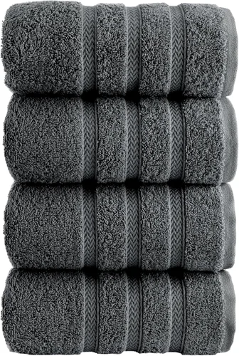 Miniatura 22 de HALLEY Paquete de 4 toallas de mano turcas de alta calidad (4 piezas) de 650 GSM, altamente absorbentes, súper suaves, 100% algodón, 4 toallas