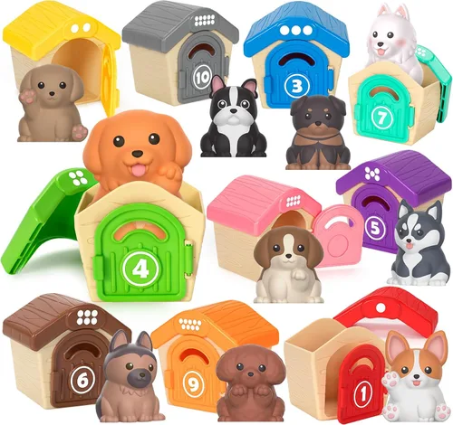Miniatura 10 de Juguetes de aprendizaje para niños de 1, 2, 3 años, 20 juguetes de animales de safari, juguetes Montessori para contar, combinar y clasificar
