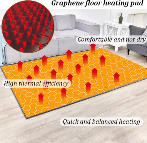 Miniatura 3 de 110V/220V Heated Floor Mat Heater, Electric Heated Large Area Rug, Floor Heater, Thick Foot Warmer Under Desk for Home Office Yoga Room(C,80 * 120cm)
